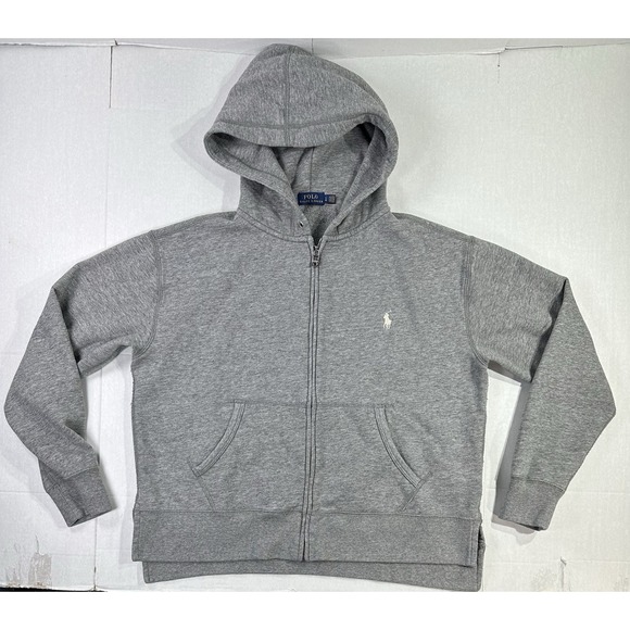 Polo Ralph Lauren Other - Polo Ralph Lauren Gray Full Zip Hoodie Sweatshirt White Pony Youth L